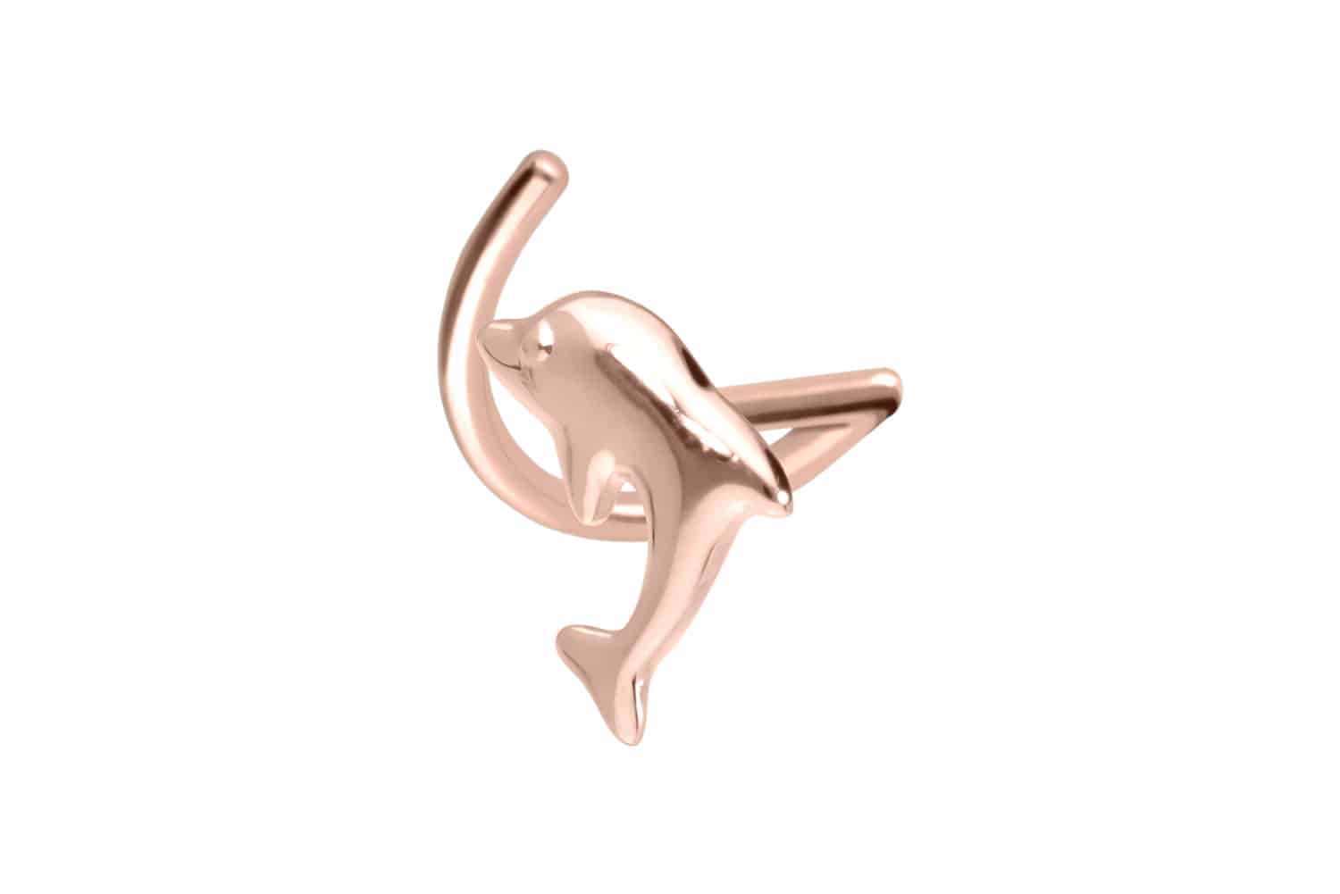 14/18 Karat Gold Nasenstecker Nasenpiercing Spirale DELFIN